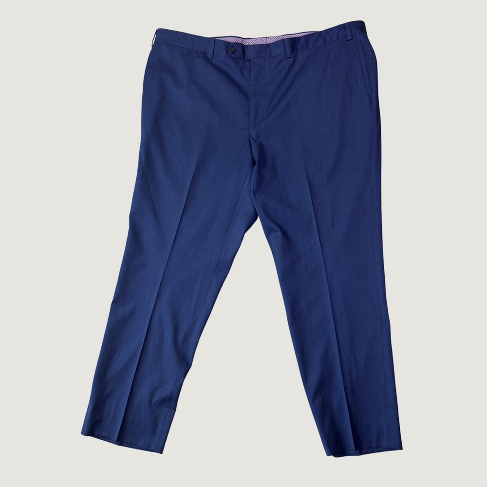 Jack Victor Loro Piana Dress Pants Mens 44 Blue Super 130s Wool Flat Front